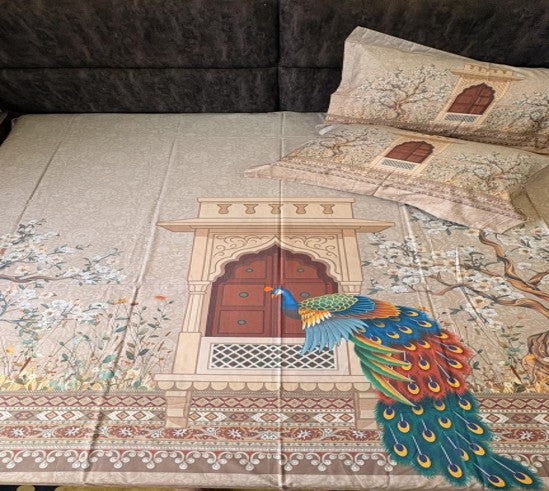 Peacock Door Digital Bedsheet