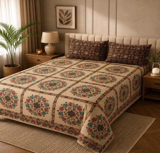 Traditional Mandala Patchwork Digital Bedsheet