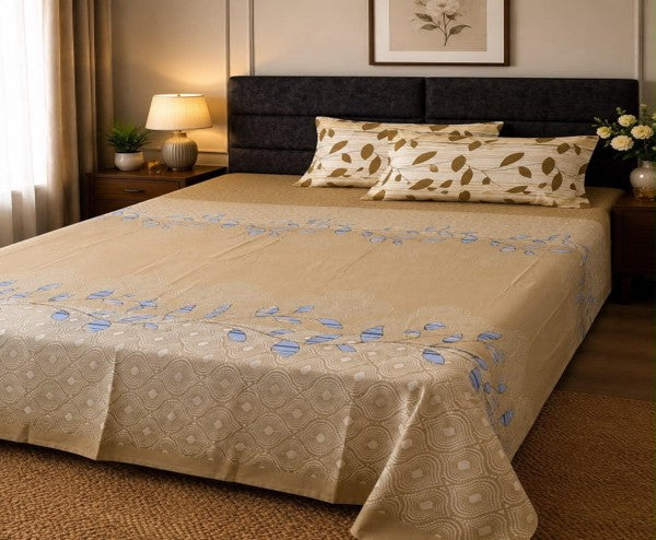 Blue Leaf Border Digital Bedsheet