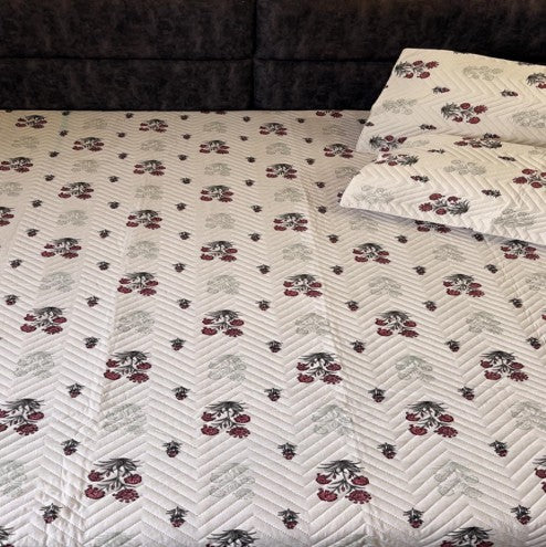 Floral Chevron Quilted Bedcover