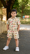Car Print Beige Pure Cotton Kids CO-ORD SET