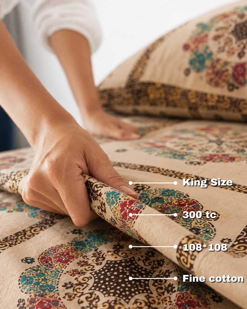 Traditional Mandala Patchwork Digital Bedsheet