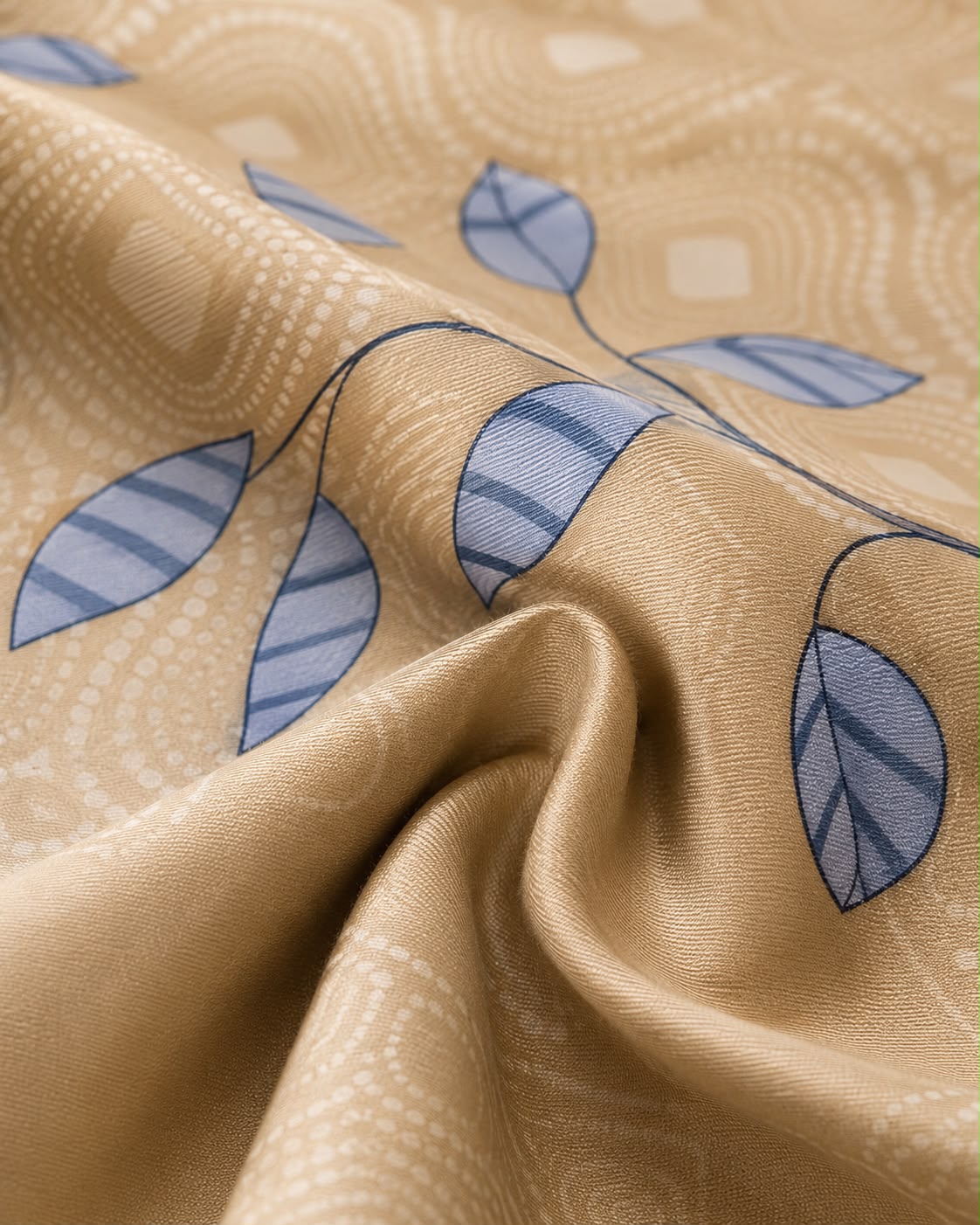 Blue Leaf Border Digital Bedsheet