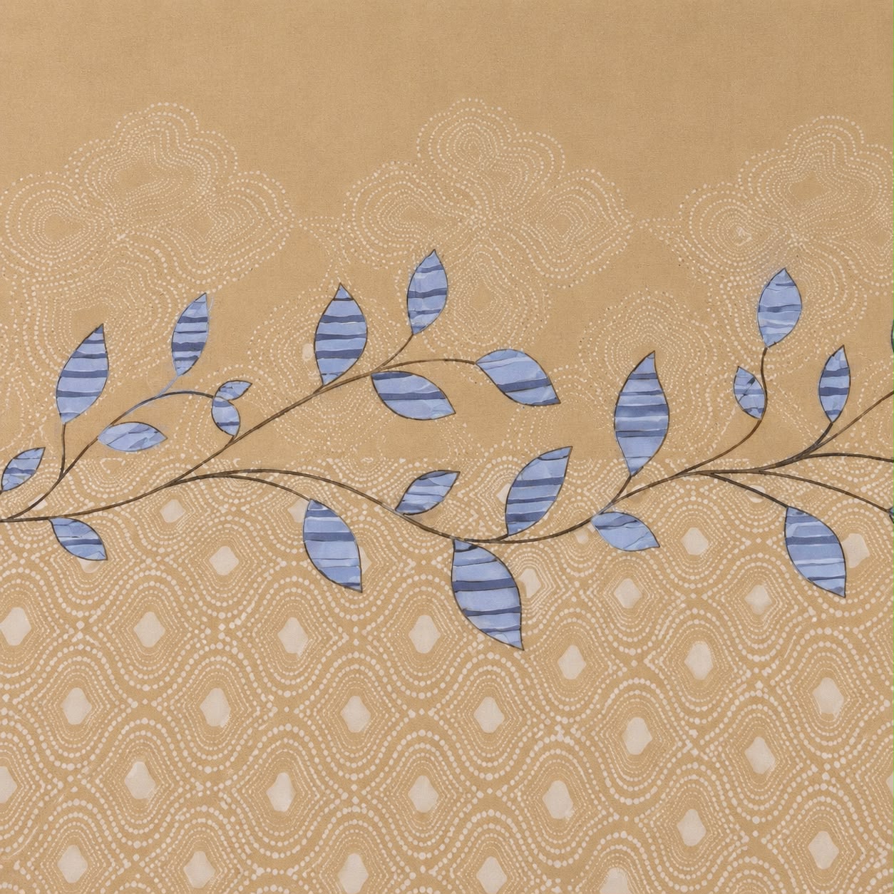 Blue Leaf Border Digital Bedsheet