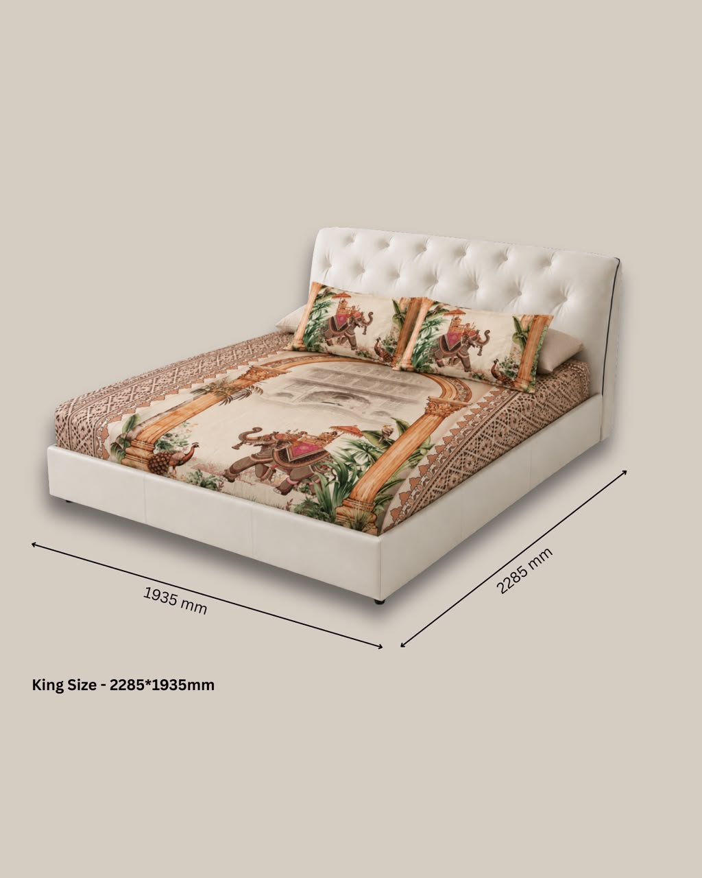 Royal Elephant Digital Bedsheet - Brown
