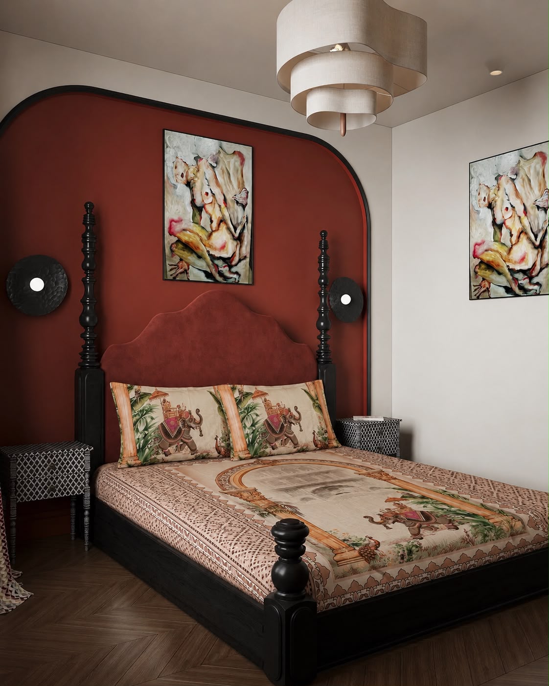 Royal Elephant Digital Bedsheet - Brown