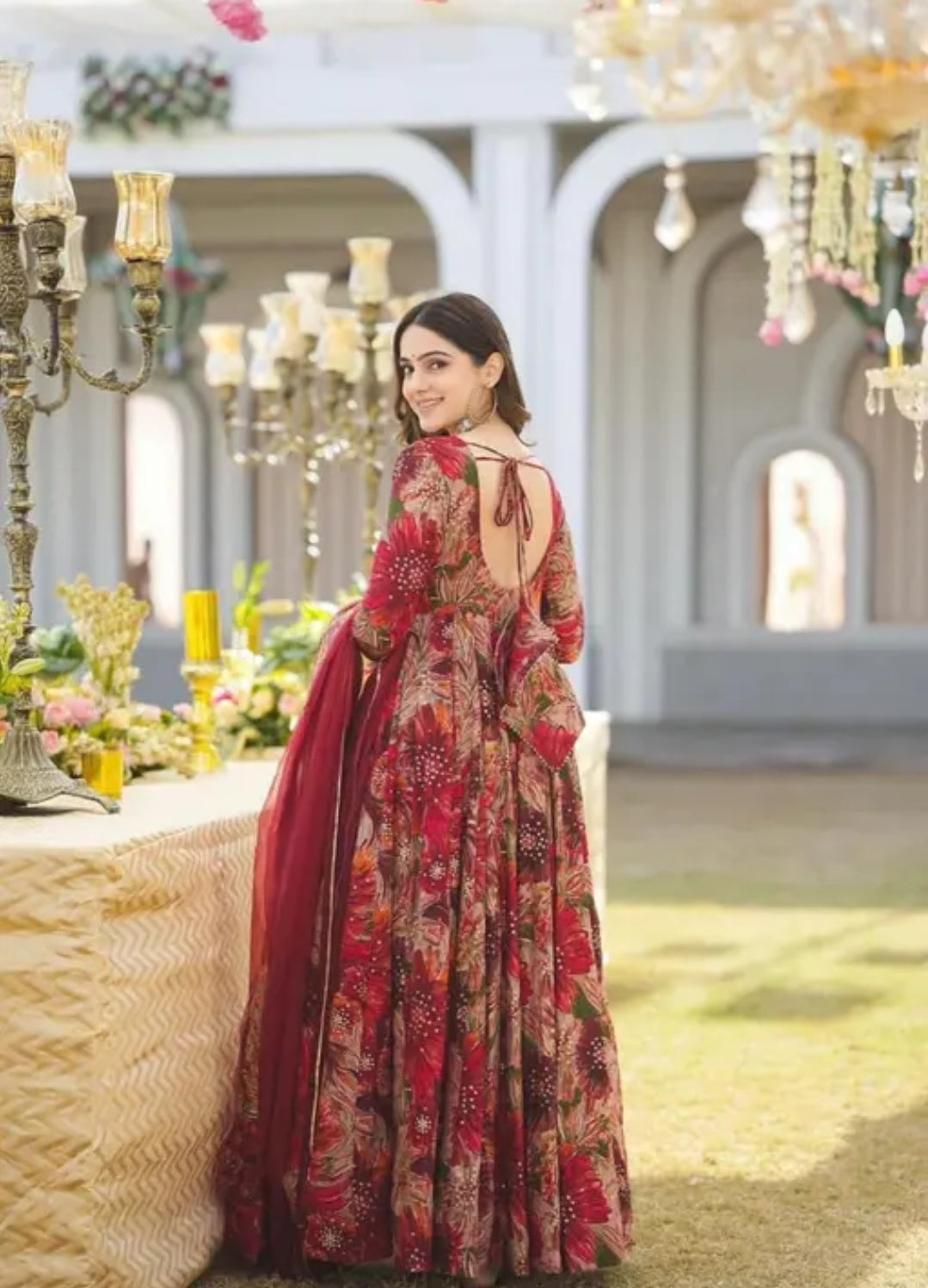Floral Print Anarkali Kurta