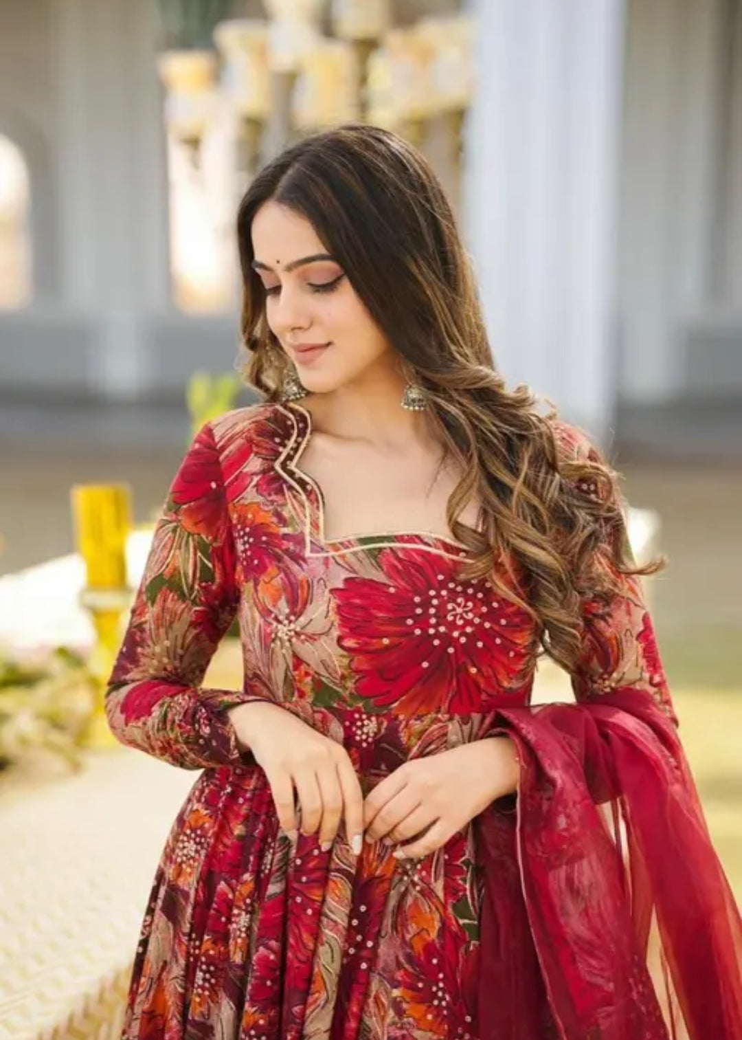 Floral Print Anarkali Kurta