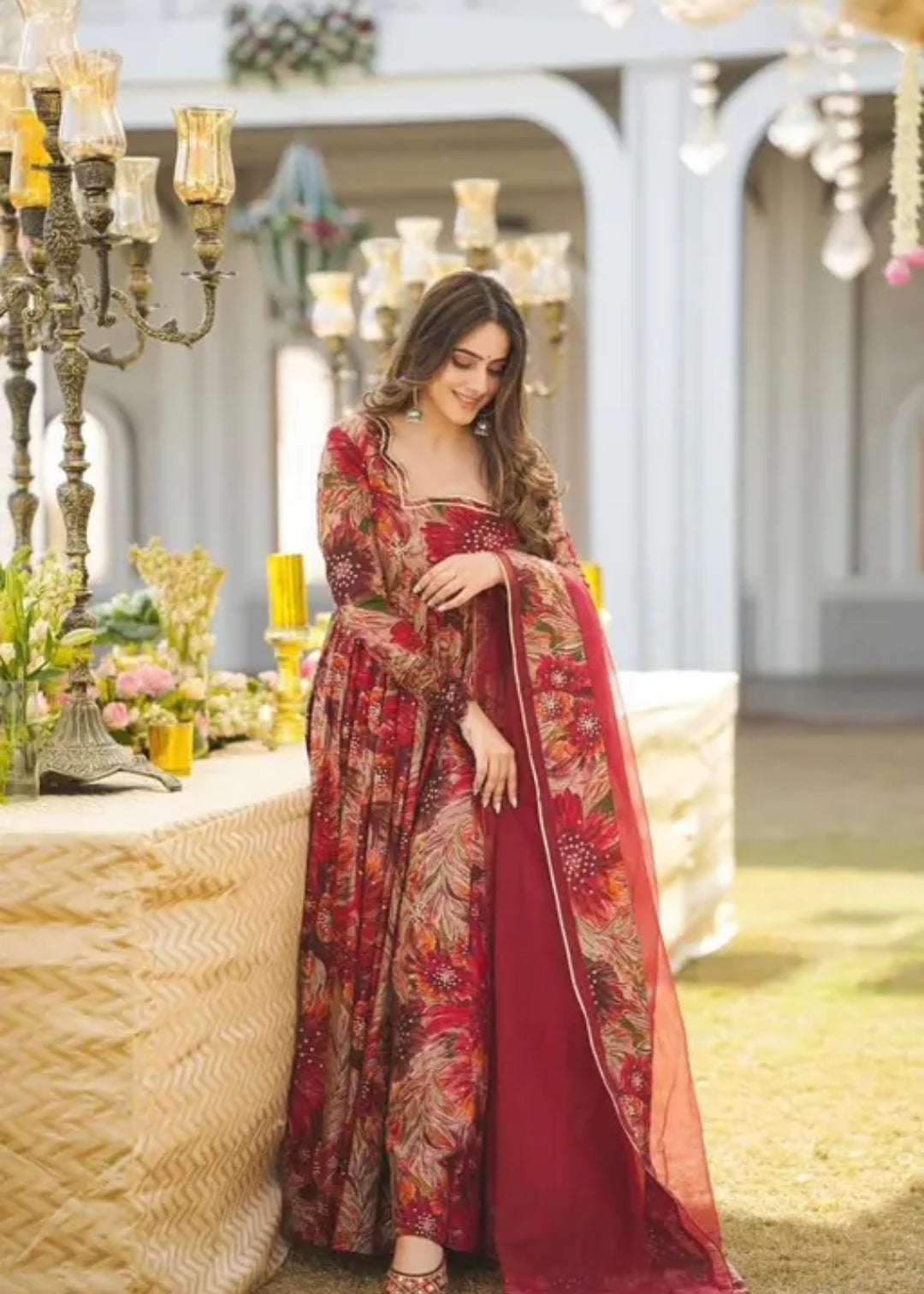 Floral Print Anarkali Kurta