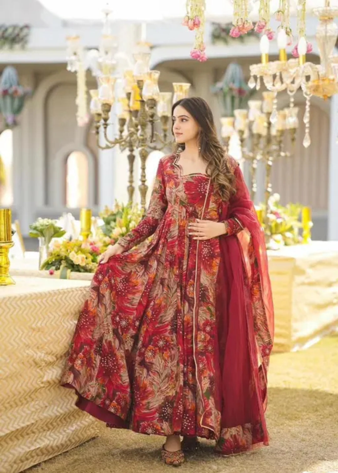 Floral Print Anarkali Kurta