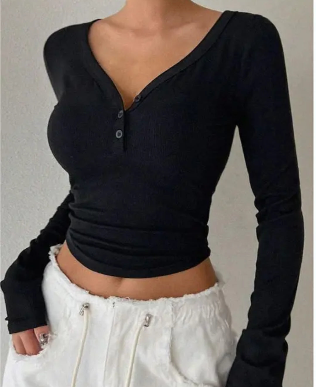 V-neck Full-selves Lycra Top