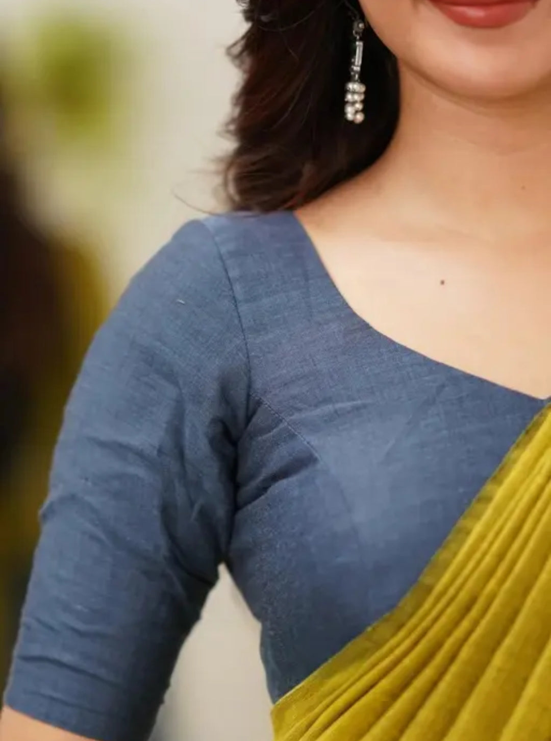 Woven Handloom Pure Cotton Duel Shade Saree - Yellow & Grey