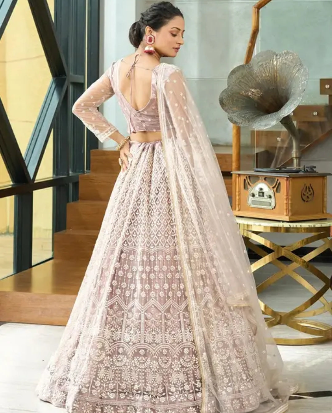 Pastel Embroidered Lengha Set
