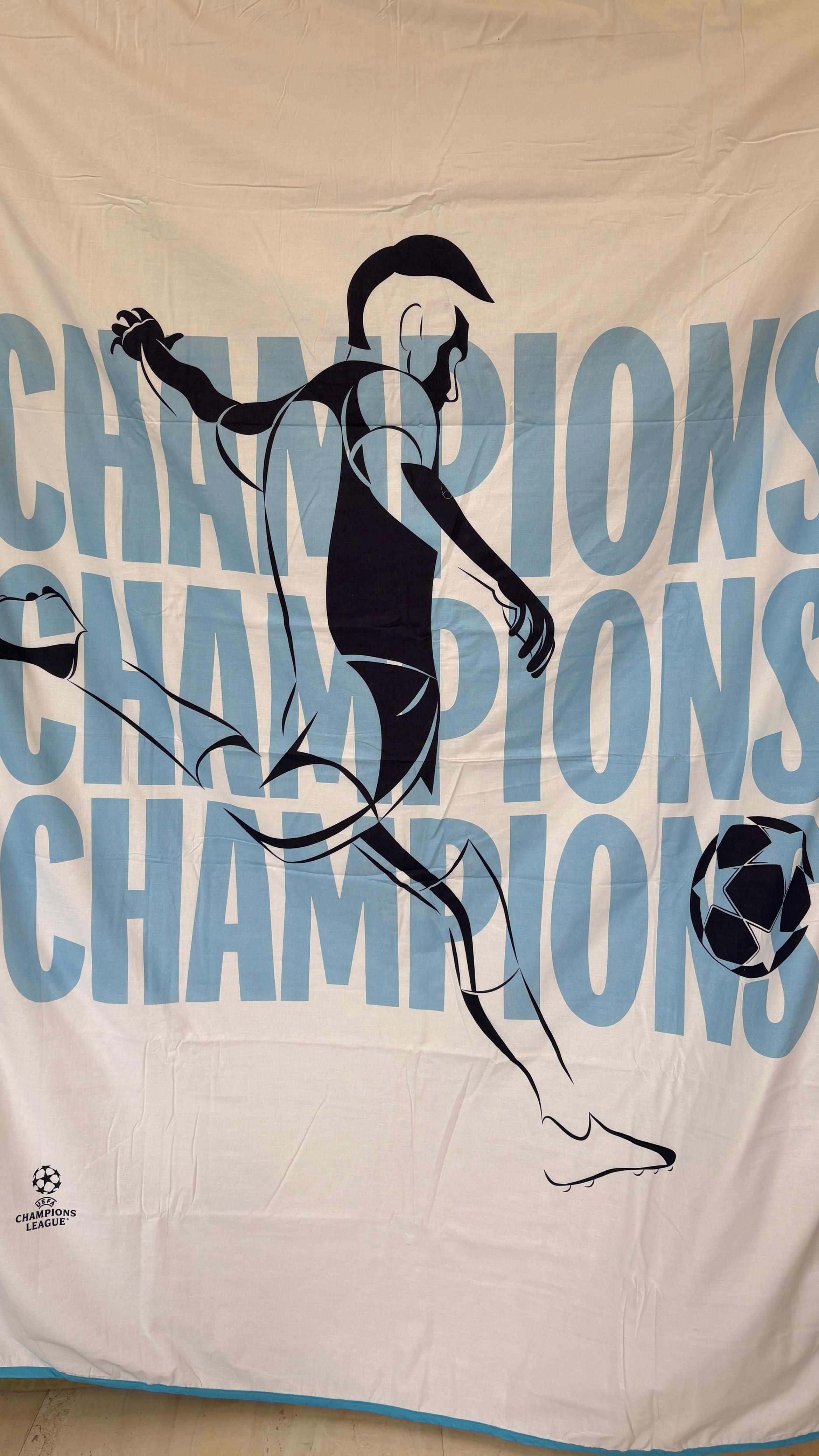 Football Champions Play Printed Cambric Cotton Dohar