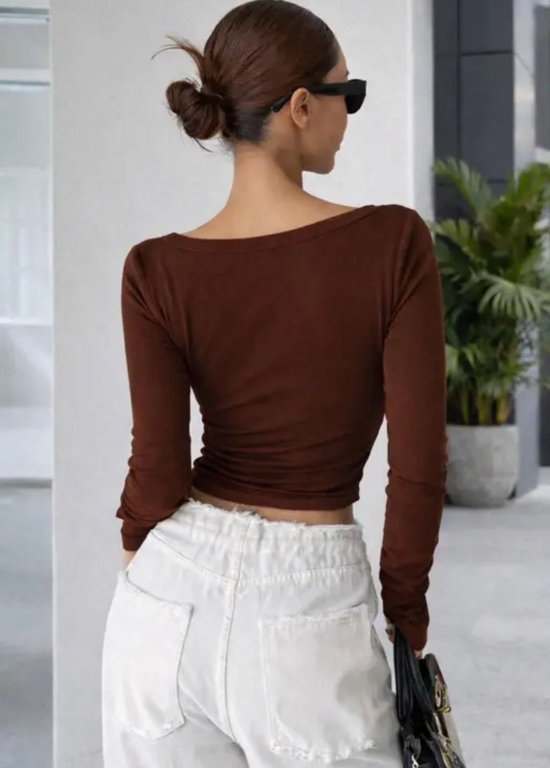 V-neck Full-selves Lycra Top