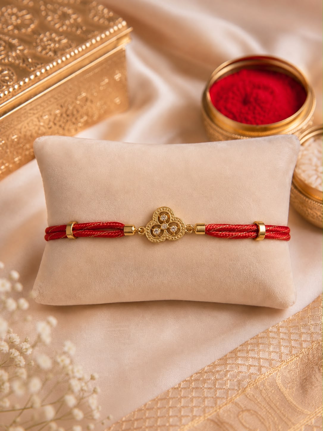 Golden Clover Adjustable Rakhi